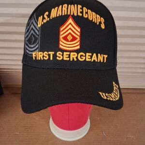 U.S. Marine Corps First Sergeant Black Embroidered Cap